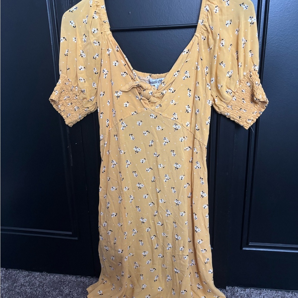 Mimi Chica Mustard Floral Midi Dress